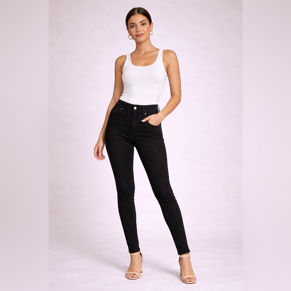 7 For All Mankind High Waist Skinny Jeans Black – Size 27